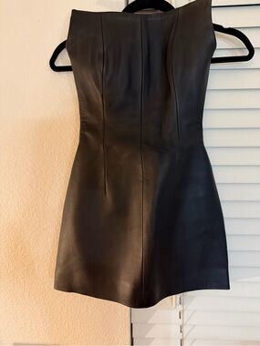 Fitted Black Mini Leather Dress